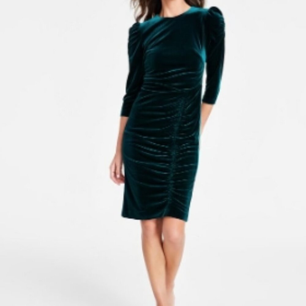 Vince Camuto Ruched Puff-Shoulder Dress
